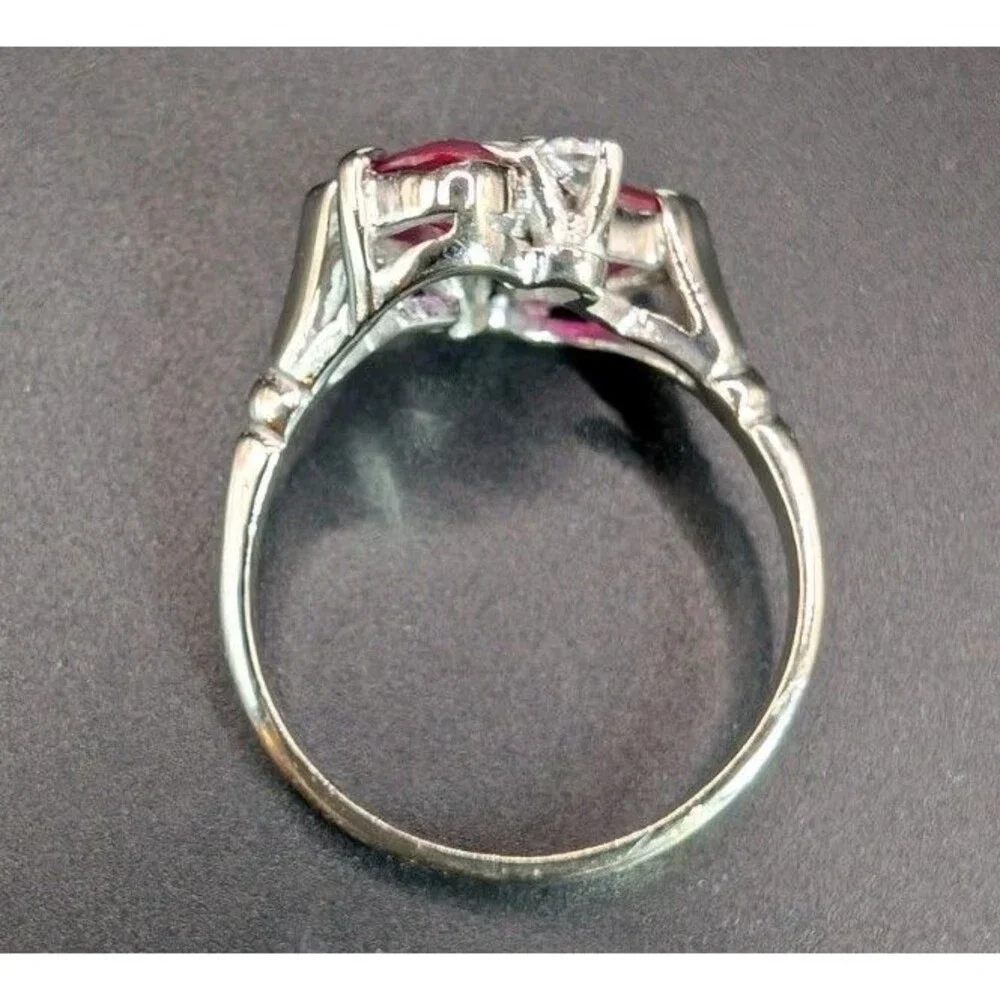 10K White‎ Gold Heart-Shaped Ruby & Diamond Accent Ring 9